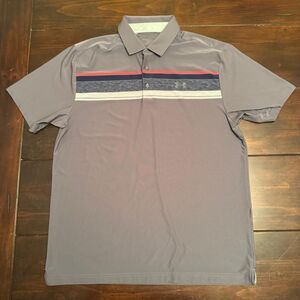 Under Armour Men's Grey and Blue Polo Shirt - L